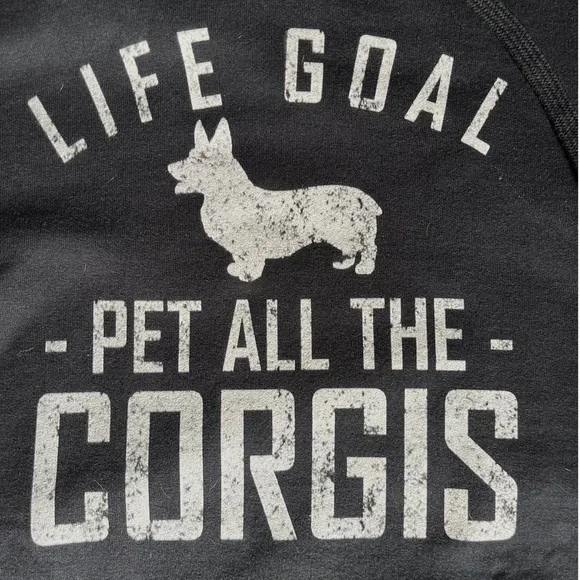 Corgi Life Goal Pet dog Pullover Hoodie Small black white sweatshirt - Picture 8 of 8